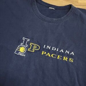 Vtg Indiana Pacers Embroidered t-Shirt Navy Size XXL